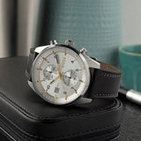 Hugo Boss Skytraveller Chronograph Silver Dial Black Leather Strap Watch for Men - 1514147 Buy Now By Hugo Boss