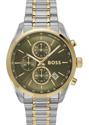 Hugo Boss Grand Prix Chronograph Green Dial Two Tone Steel Strap Watch for Men - 1514227 Buy Now By Hugo Boss