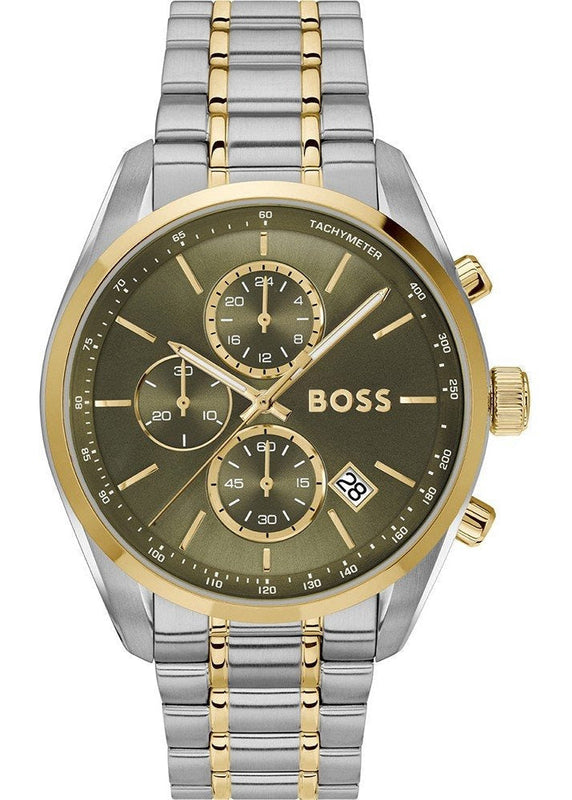 Hugo Boss Grand Prix Chronograph Green Dial Two Tone Steel Strap Watch for Men - 1514227 Buy Now By Hugo Boss