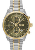 Hugo Boss Grand Prix Chronograph Green Dial Two Tone Steel Strap Watch for Men - 1514227 Buy Now By Hugo Boss