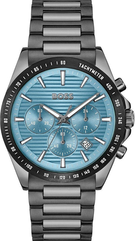 Hugo Boss Strike Chronograph Blue Dial Black Steel Strap Watch for Men - 1514242 Buy Now By Hugo Boss