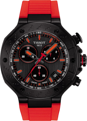 Tissot T Race Chronograph Black Dial Red Rubber Strap Watch for Men - T141.417.37.061.01 Buy Now By Tissot