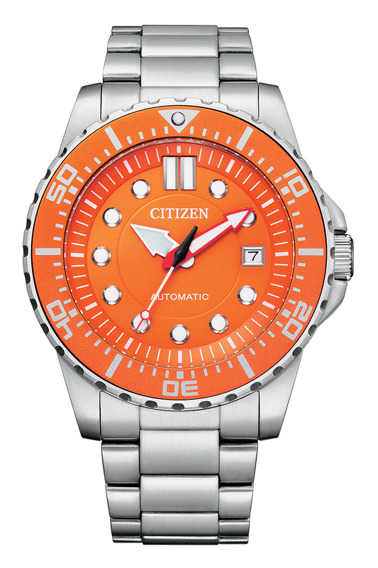 Citizen Mechanical Automatic Orange Dial Silver Steel Strap Watch for Men - NJ0128-80X Buy Now By Citizen
