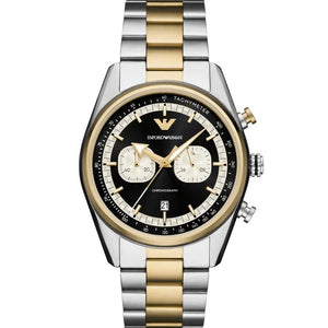Emporio Armani Racer Chronograph Black Dial Two Tone Steel Strap Watch for Men - AR11678 Buy Now By Emporio Armani