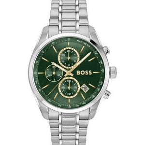 Hugo Boss Grand Prix Chronograph Green Dial Silver Steel Strap Watch for Men - 1514266 Buy Now By Hugo Boss