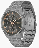 Hugo Boss Skytraveller Chronograph Gunmetal Grey Dial Grey Steel Strap Watch for Men - 1514153 Buy Now By Hugo Boss