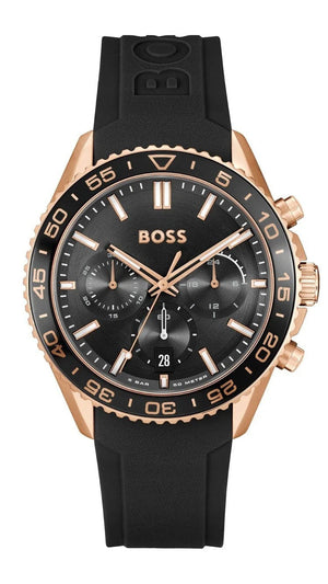 Hugo Boss Runner Chronograph Black Dial Black Silicone Strap Watch for Men - 1514168 Buy Now By Hugo Boss