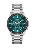 Hugo Boss Strike Chronograph Green Dial Silver Steel Strap Watch for Men - 1514241 Buy Now By Hugo Boss
