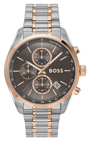 Hugo Boss Grand Prix Chronograph Grey Dial Two Tone Steel Strap Watch for Men - 1514252 Buy Now By Hugo Boss