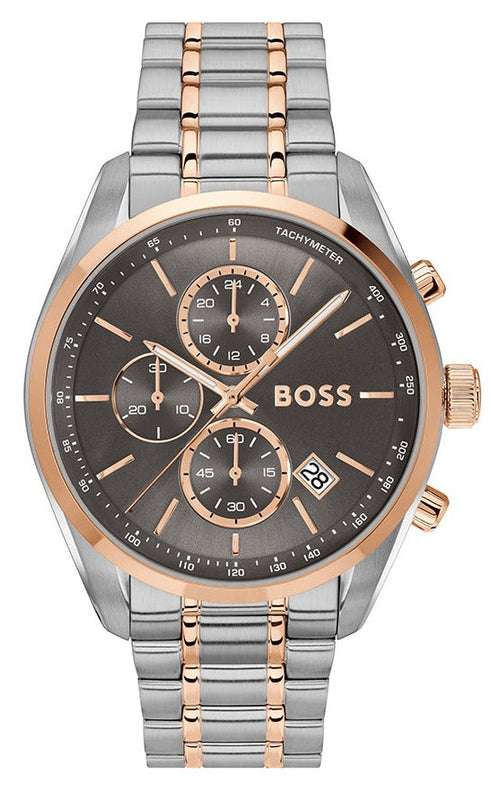 Hugo Boss Grand Prix Chronograph Grey Dial Two Tone Steel Strap Watch for Men - 1514252 Buy Now By Hugo Boss