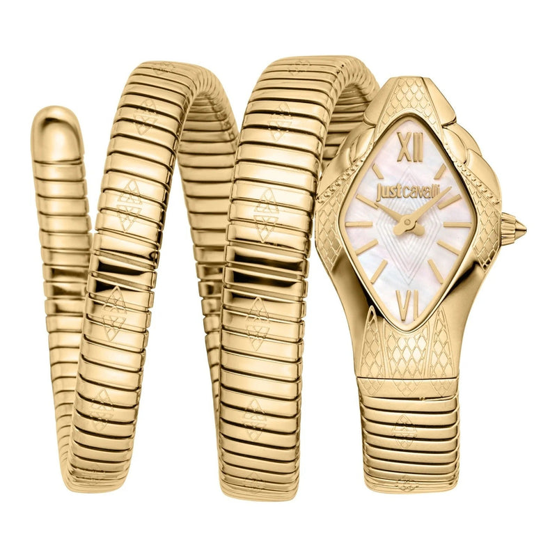 Just Cavalli Cristallo Mother of Pearl Dial Gold Steel Strap Watch for Women - JC1L307M0025 Authentic Buy Shop Now