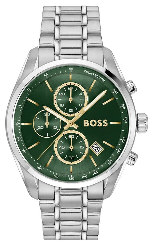 Hugo Boss Grand Prix Chronograph Green Dial Silver Steel Strap Watch for Men - 1514266 Buy Now By Hugo Boss