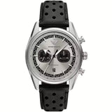 Emporio Armani Racer Chronograph Silver Dial Black Leather Strap Watch for Men - AR11677 Buy Now By Emporio Armani
