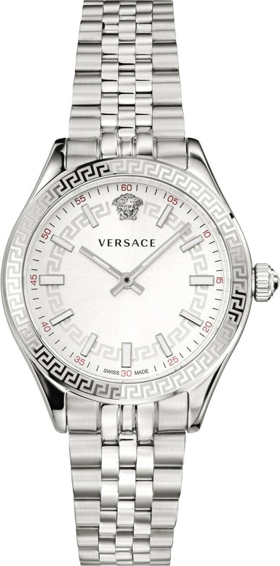 Versace Hellenyium Quartz White Dial Silver Steel Strap Watch for Women - VEHU00320 Buy Now By Versace