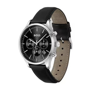 Hugo Boss Avery Chronograph Black Dial Black Leather Strap Watch for Men - 1514211 Buy Now By Hugo Boss