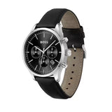 Hugo Boss Avery Chronograph Black Dial Black Leather Strap Watch for Men - 1514211 Buy Now By Hugo Boss
