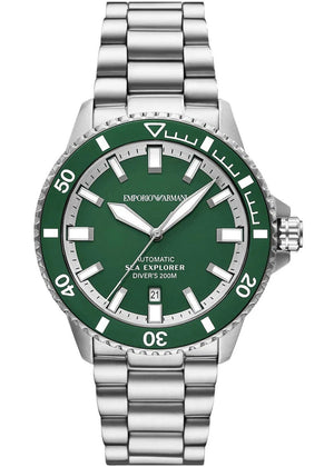 Emporio Armani Sea Explorer Green Dial Silver Steel Strap Watch for Men - AR60088 Buy Now By Emporio Armani