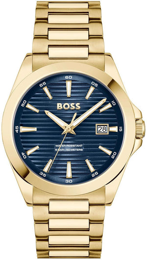 Hugo Boss Strike Blue Dial Gold Steel Strap Watch for Men - 1514172 Buy Now By Hugo Boss