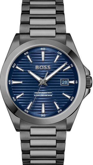Hugo Boss Strike Blue Dial Gunmetal Grey Steel Strap Watch for Men - 1514175 Buy Now By Hugo Boss