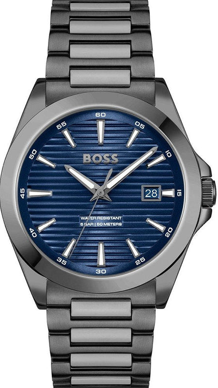 Hugo Boss Strike Blue Dial Gunmetal Grey Steel Strap Watch for Men - 1514175 Buy Now By Hugo Boss