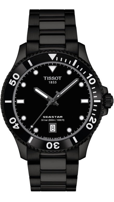 Tissot Seastar 1000 Quartz Black Dial Black Steel Strap Watch for Men - T120.410.33.051.00 Authentic Buy Shop Now