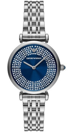 Emporio Armani Gianni T-Bar Blue Dial Silver Steel Strap Watch for Women - AR11627 Buy Now By Emporio Armani