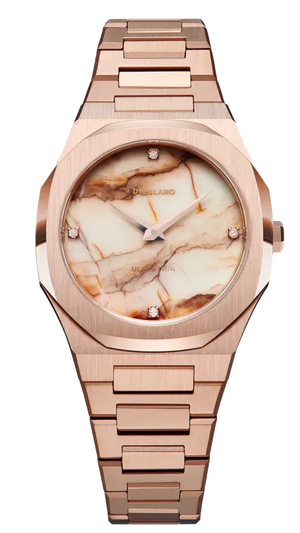 D1 Milano Ultra Thin Marble Dial Rose Gold Steel Strap Watch for Women - D1-UTBL14 Authentic Buy Shop Now
