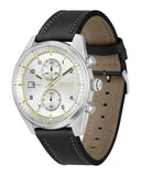 Hugo Boss Skytraveller Chronograph Silver Dial Black Leather Strap Watch for Men - 1514147 Buy Now By Hugo Boss