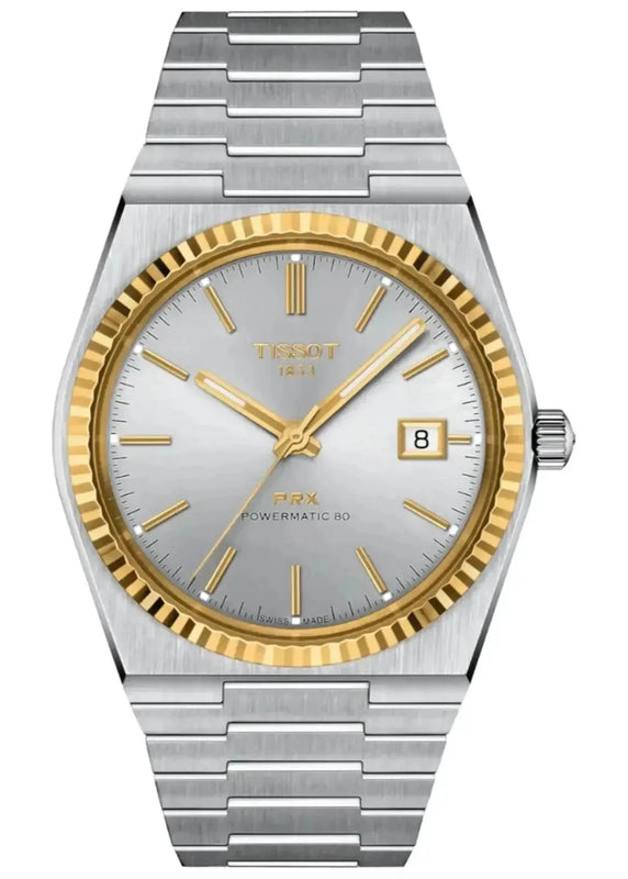 Tissot PRX Powermatic 80 Gold Automatic Silver Dial Silver Steel Strap Watch for Men - T931.407.41.031.01 Authentic Buy Shop Now
