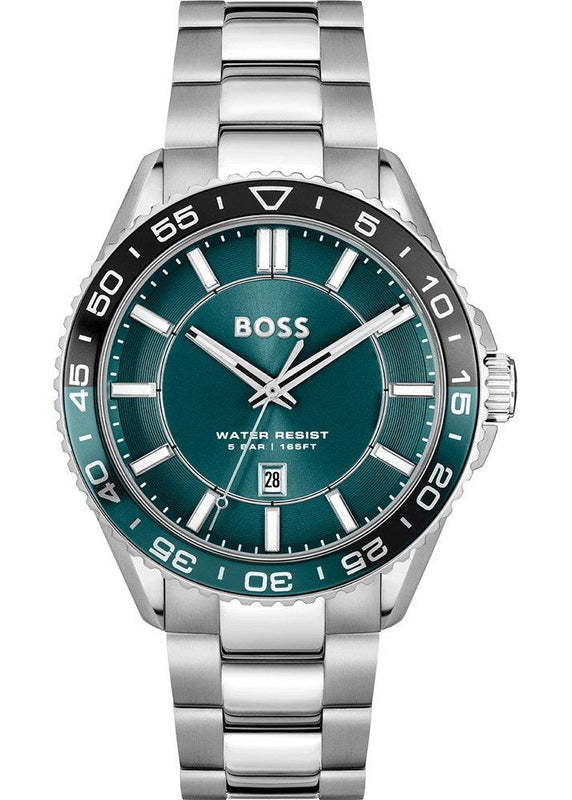 Hugo Boss Runner 3H Green Dial Silver Steel Strap Watch for Men - 1514208 Buy Now By Hugo Boss
