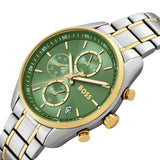 Hugo Boss Grand Tour Chronograph Green Dial Two Tone Steel Strap Watch for Women - 1502766 Authentic Buy Shop Now