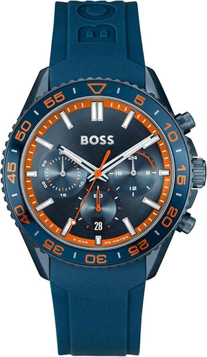 Hugo Boss Runner Chronograph Blue Dial Blue Silicone Strap Watch for Men - 1514142 Buy Now By Hugo Boss