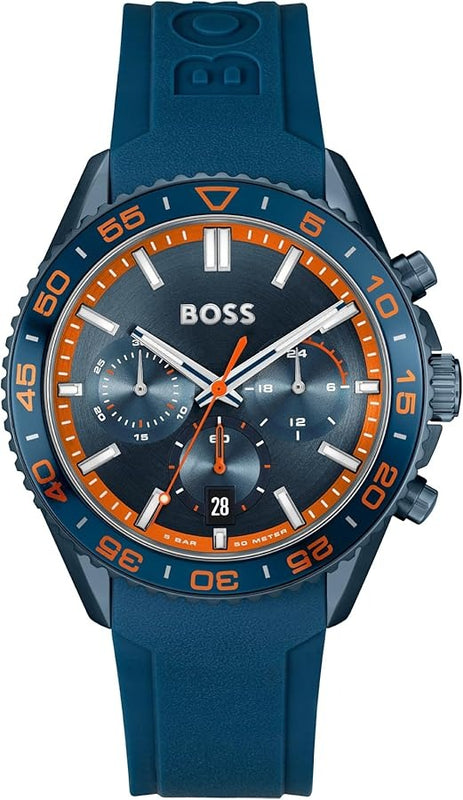 Hugo Boss Runner Chronograph Blue Dial Blue Silicone Strap Watch for Men - 1514142 Buy Now By Hugo Boss