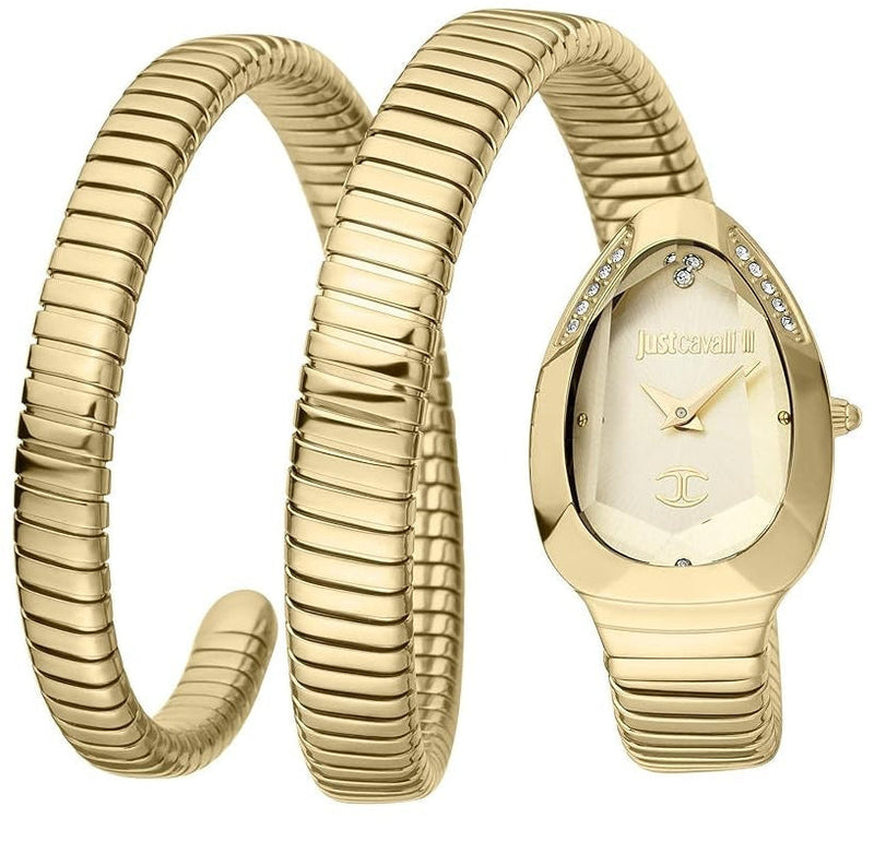 Just Cavalli Serpente Metallica Gold Dial Gold Steel Strap Watch for Women - JC1L209M0035