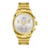 Tissot PR 100 Chronograph White Dial Gold Steel Strap Watch for Men - T150.417.33.031.00 Authentic Buy Shop Now