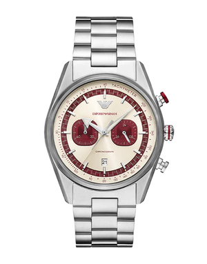 Emporio Armani Racer Chronograph White Dial Silver Steel Strap Watch for Men - AR11645 Buy Now By Emporio Armani