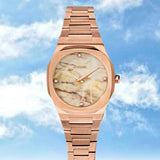 D1 Milano Ultra Thin Marble Dial Rose Gold Steel Strap Watch for Women - D1-UTBL14 Authentic Buy Shop Now