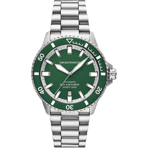 Emporio Armani Sea Explorer Green Dial Silver Steel Strap Watch for Men - AR60088 Buy Now By Emporio Armani