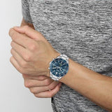 Hugo Boss Runner Chronograph Blue Dial Silver Steel Strap Watch for Men - 1514143 Buy Now By Hugo Boss
