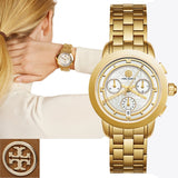 Tory Burch Classic Chronograph White Dial Gold Steel Strap Watch for Women - TBW1032 Buy Now By Tory Burch