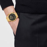 Versace Greca Logo Quartz Black Dial Gold Steel Strap Watch for Men - VE8G00624 Buy Now By Versace
