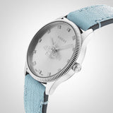 Gucci G Timeless Silver Dial Blue Leather Strap Watch for Women - YA1265039 Authentic Buy Shop Now