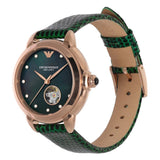 Emporio Armani Mia Meccanico Mother of Pearl Dial Green Leather Strap Watch for Women - AR60073 Buy Now By Emporio Armani
