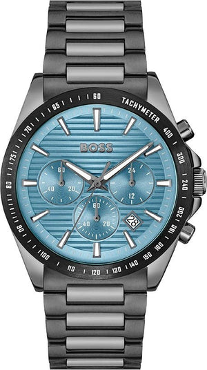 Hugo Boss Strike Chronograph Blue Dial Black Steel Strap Watch for Men - 1514242 Buy Now By Hugo Boss