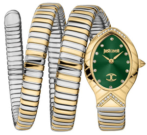 Just Cavalli Classico Lungo Green Dial Two Tone Steel Strap Watch for Women - JC1L248M0065
