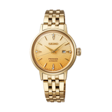 Seiko Presage Cocktail Time Automatic Diamonds Gold Dial Gold Steel Strap Watch for Women - SRE018J1 Authentic Buy Shop Now