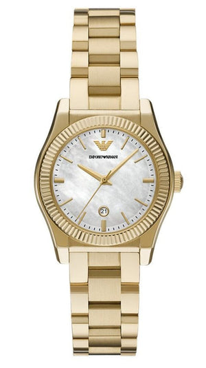 Emporio Armani Federica Mother of Pearl White Dial Gold Steel Strap Watch for Women - AR11657 Buy Now By Emporio Armani