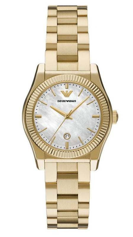 Emporio Armani Federica Mother of Pearl White Dial Gold Steel Strap Watch for Women - AR11657 Buy Now By Emporio Armani
