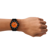 Emporio Armani World Explorer Orange Dial Black Silicone Strap Watch for Men - AR11684 Buy Now By Emporio Armani