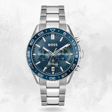Hugo Boss Runner Chronograph Blue Dial Silver Steel Strap Watch for Men - 1514143 Buy Now By Hugo Boss